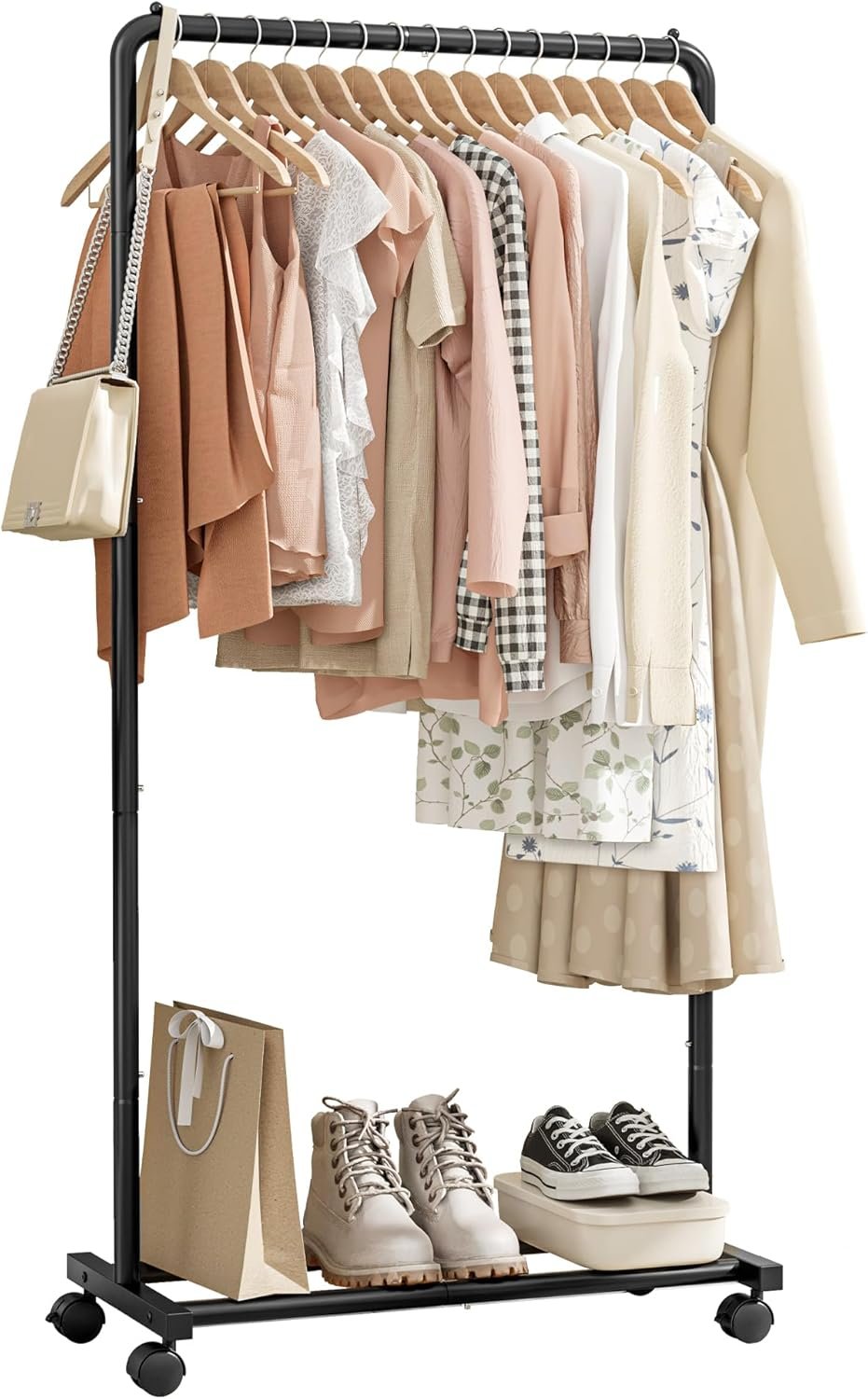 Heavy-Duty Garment Rack: Hang 33 Clothes with Wheels