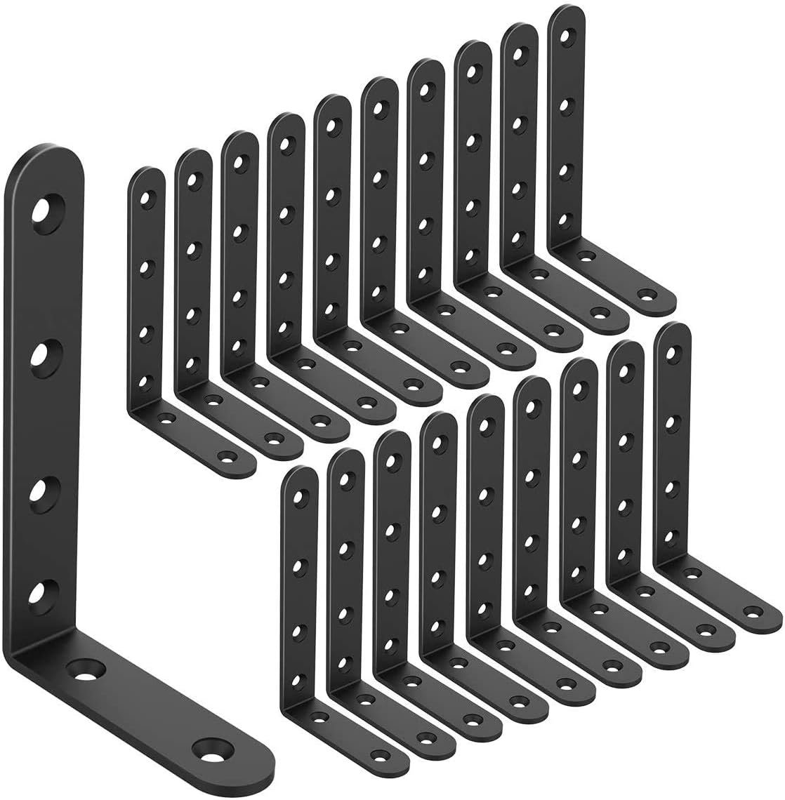 Strong L Corner Brackets - 20 Pack for Heavy Duty Shelves