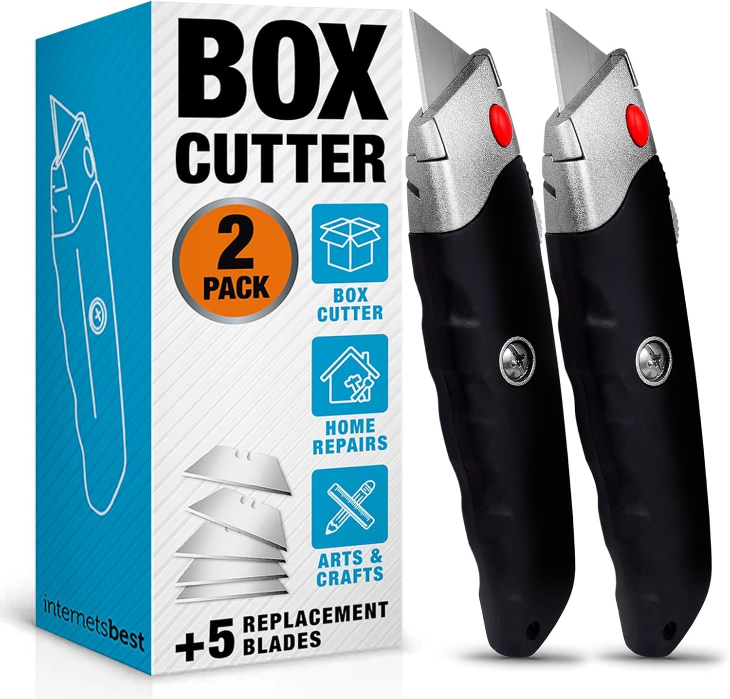 Heavy-Duty Retractable Utility Knife Set with Rubber Grip