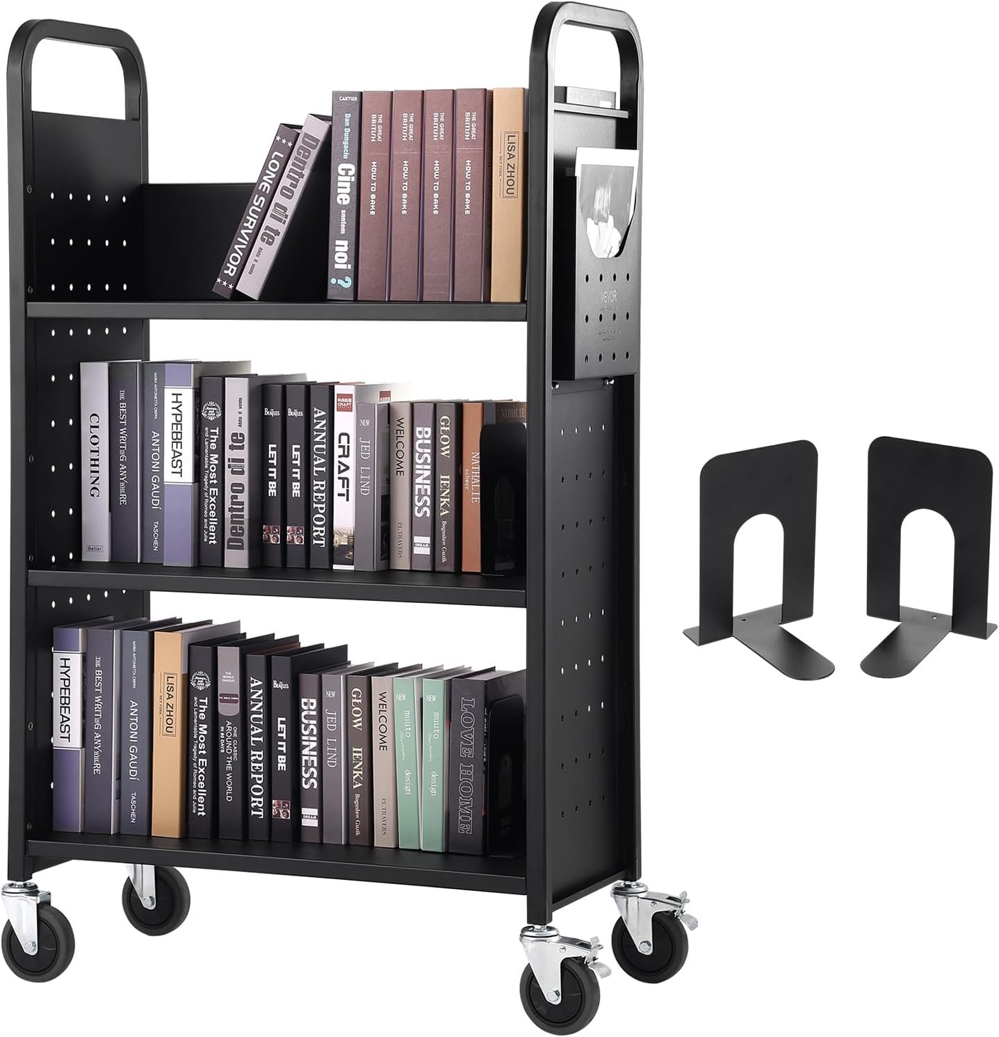 Heavy-Duty Rolling Book Cart: 330 lbs Capacity for Libraries & Offices