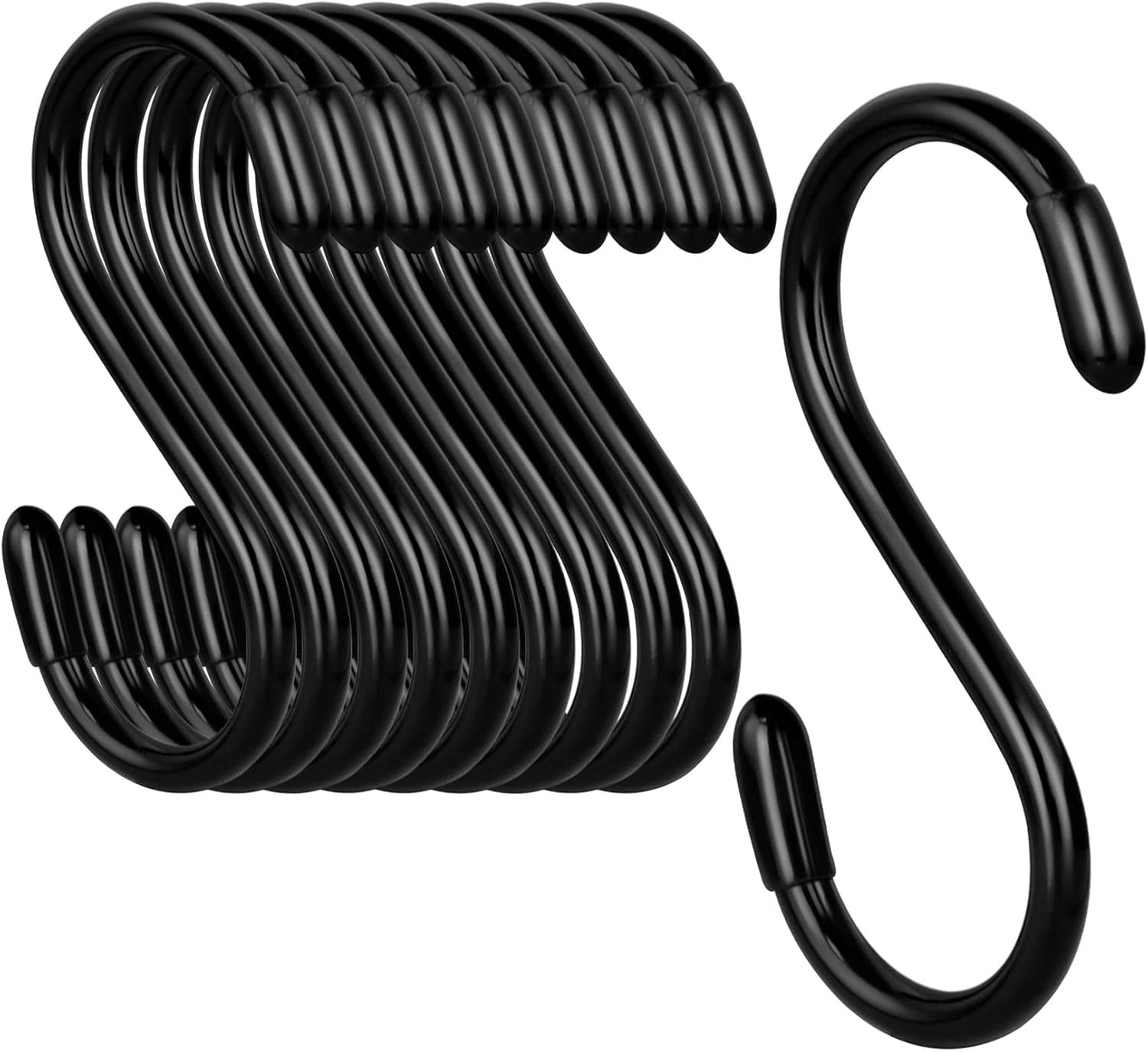 Heavy Duty Rubber Coated S Hooks - 10 Pack