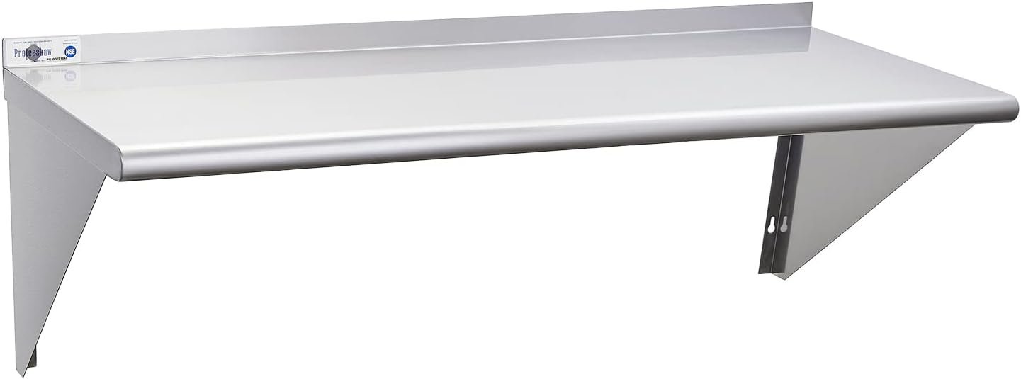 Heavy-Duty Stainless Steel Wall Shelf - 400 lb Capacity