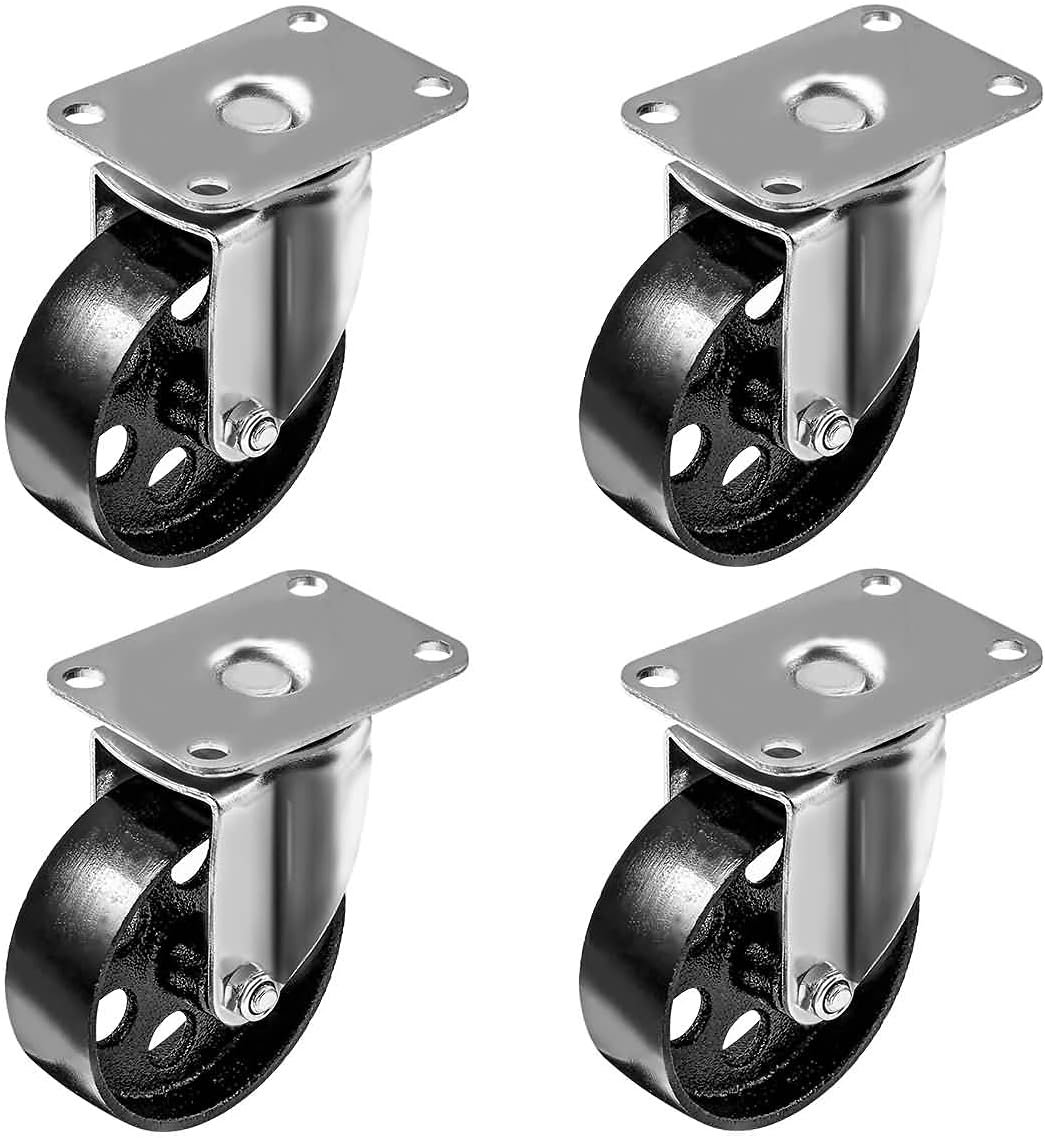 Heavy Duty Steel Casters - 4 Pack 3.5