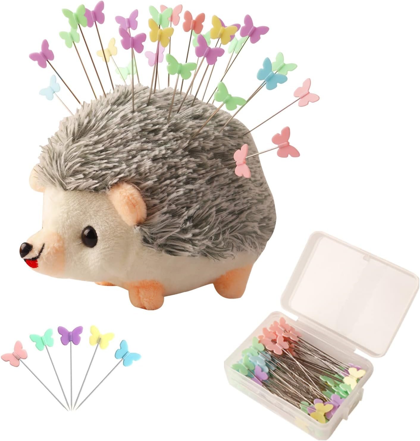 Hedgehog Pin Cushion Sewing Kit with Colorful Pins