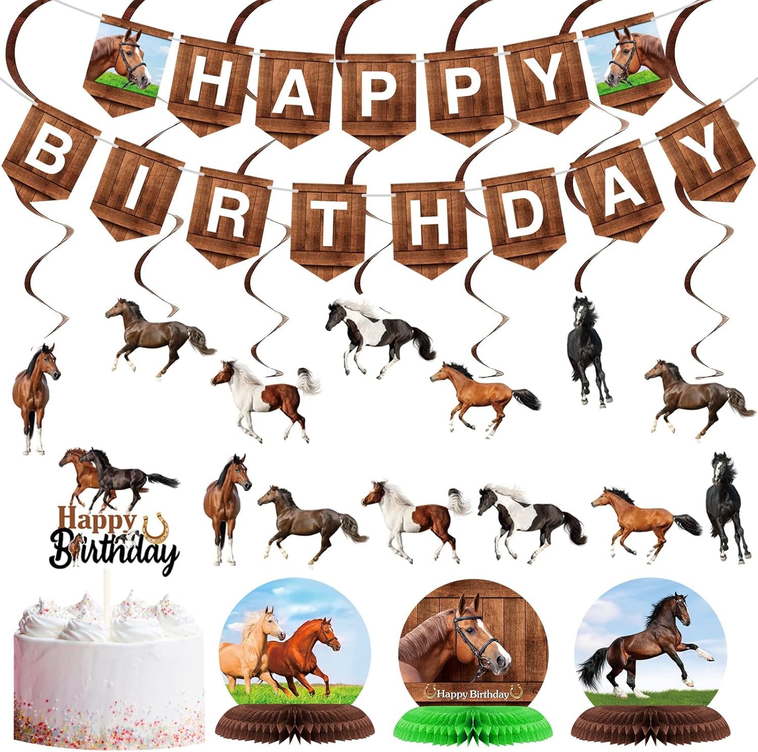 29-Piece Horse Birthday Party Decoration Kit - Complete Western Theme Set