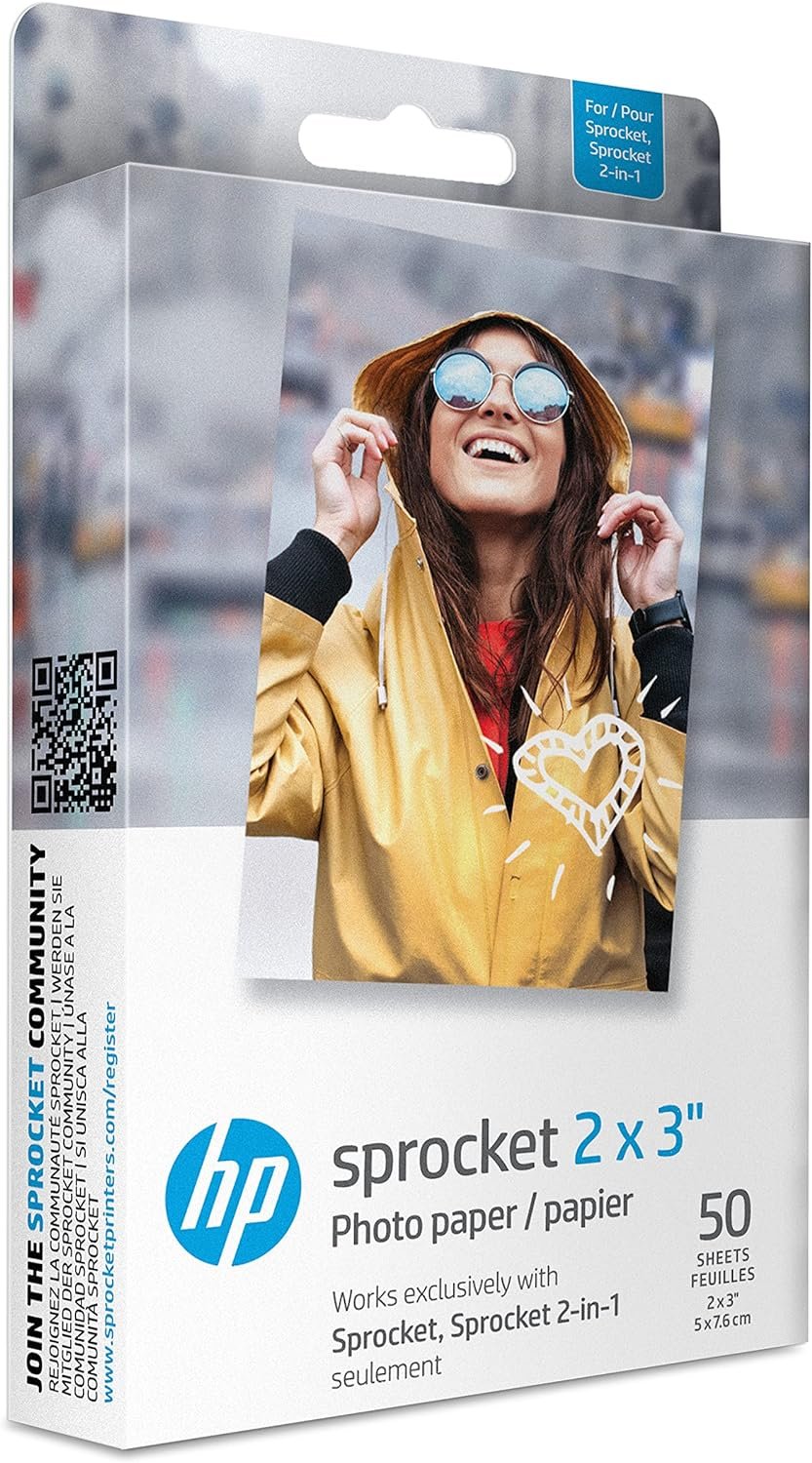 Sticky Zink Prints for HP Sprocket – 50 Peel-and-Stick Sheets
