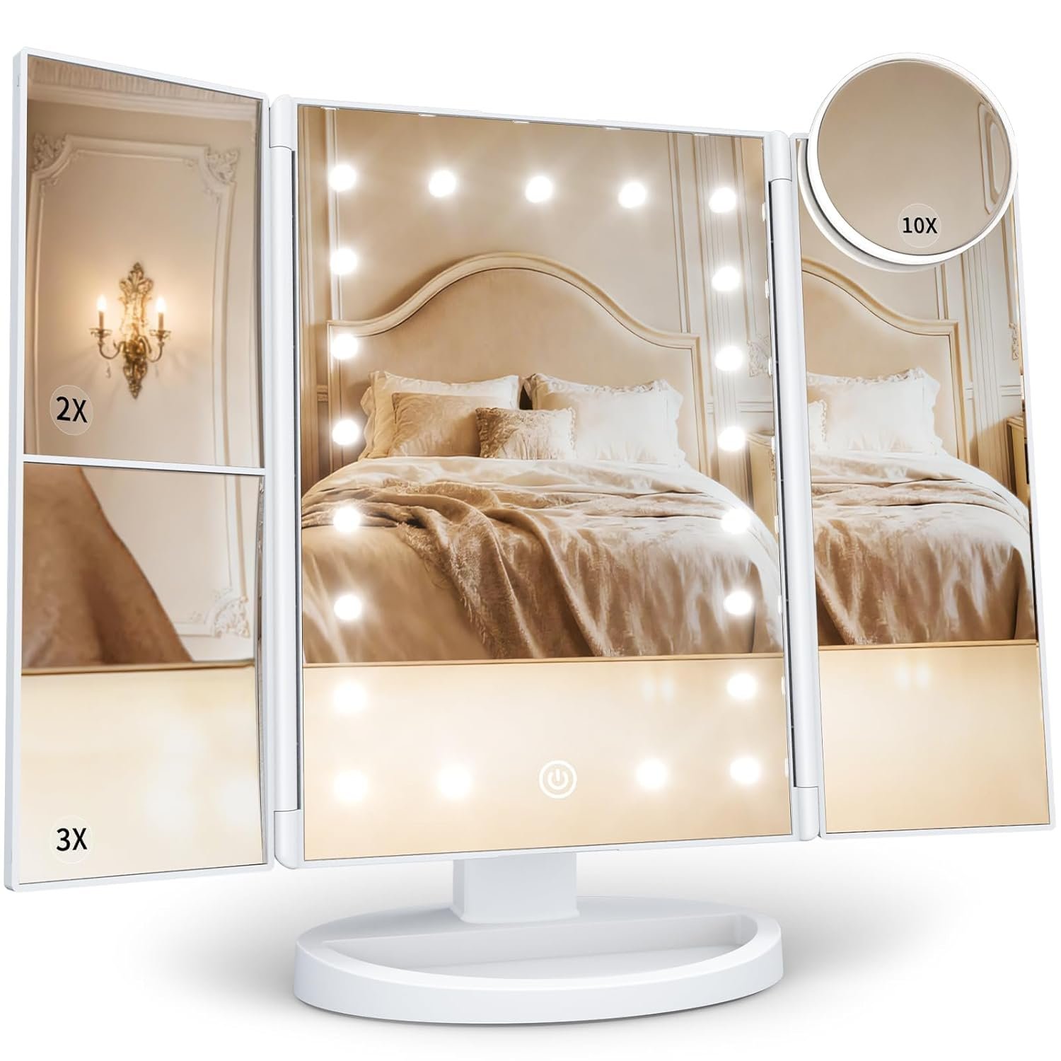 Perfect Vanity Mirror: Triple Magnification & LED Lighting