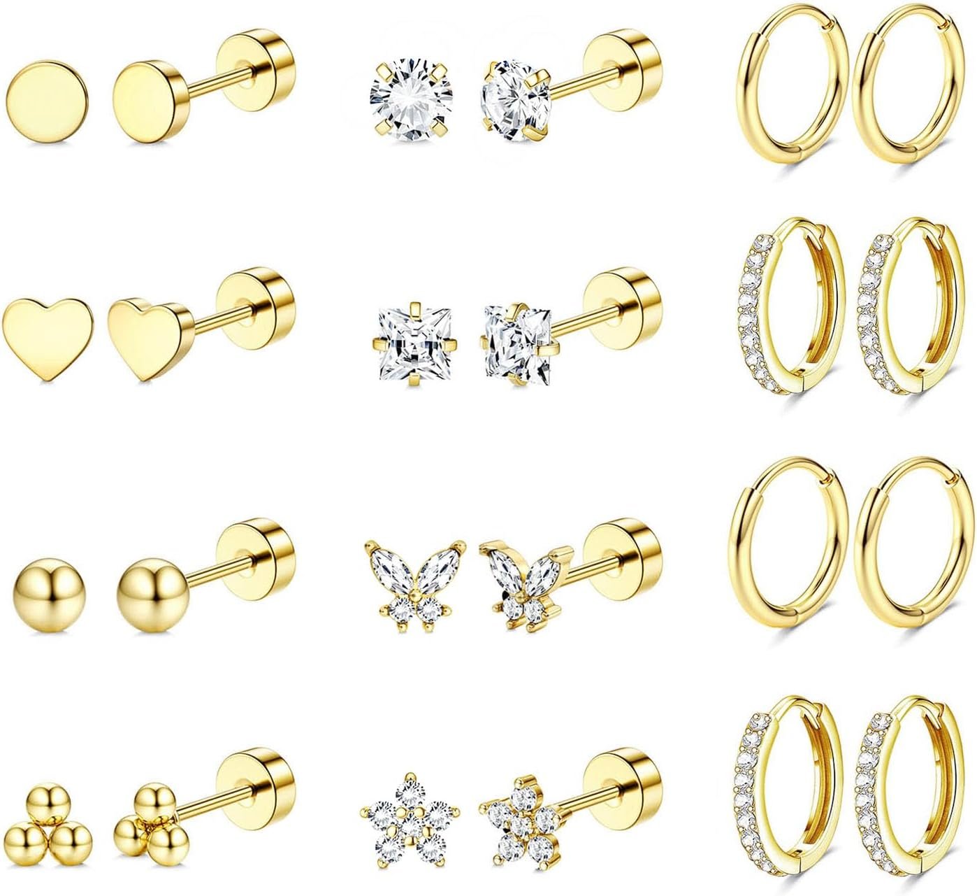 Hypoallergenic Gold Earring Stack for Sensitive Ears