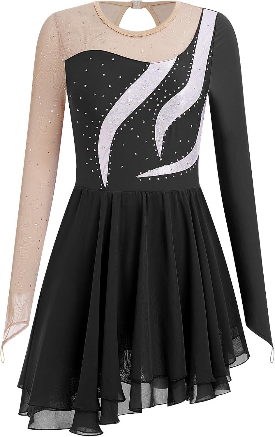 Graceful Ice Skating Dress with Sparkly Chiffon Skirt