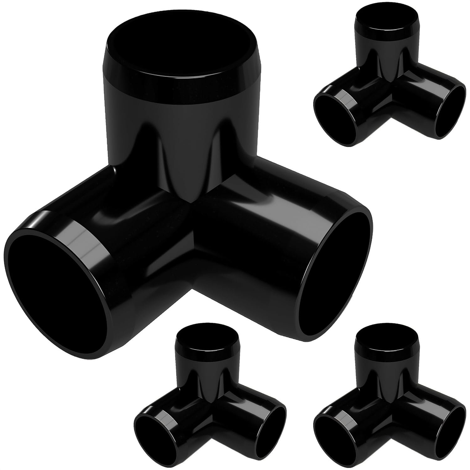 Impact-Proof Black 3-Way PVC Elbows for Tough Builds (4-Pack)