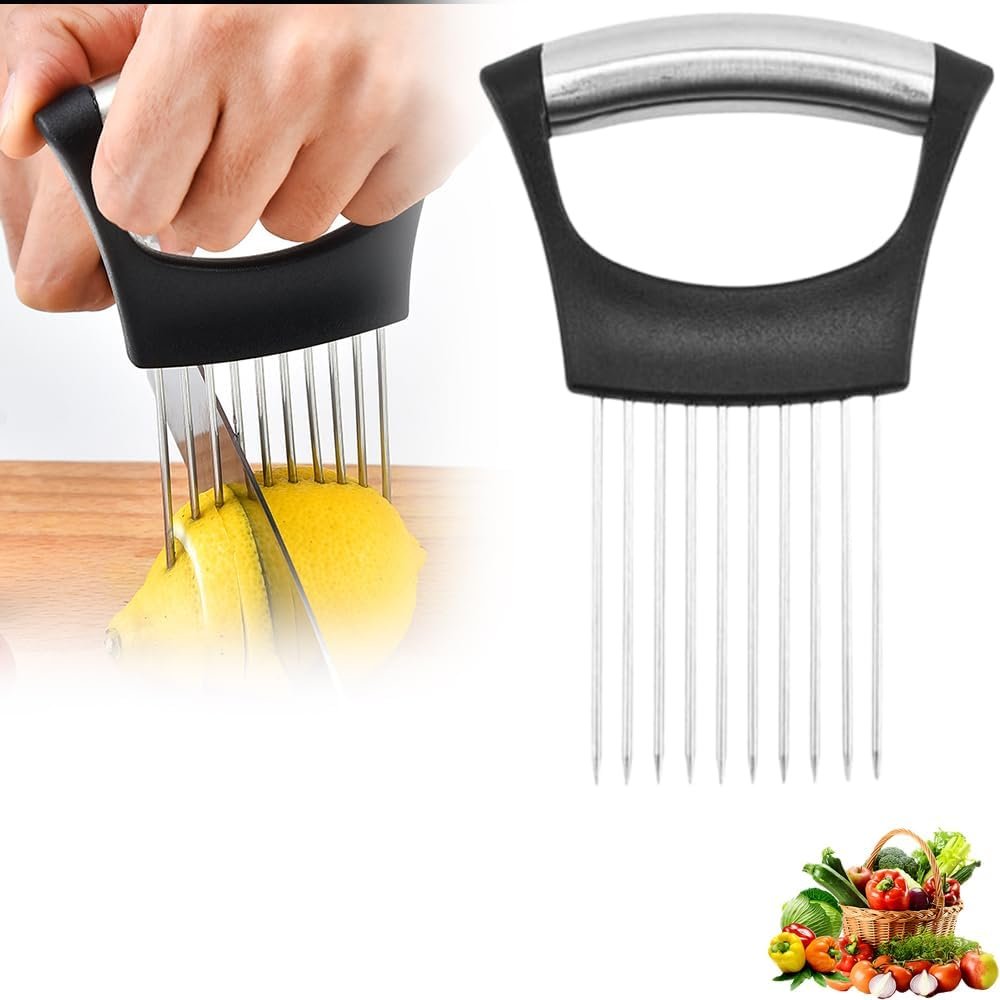 Innovative Stainless Steel Onion Holder for Effortless Slicing