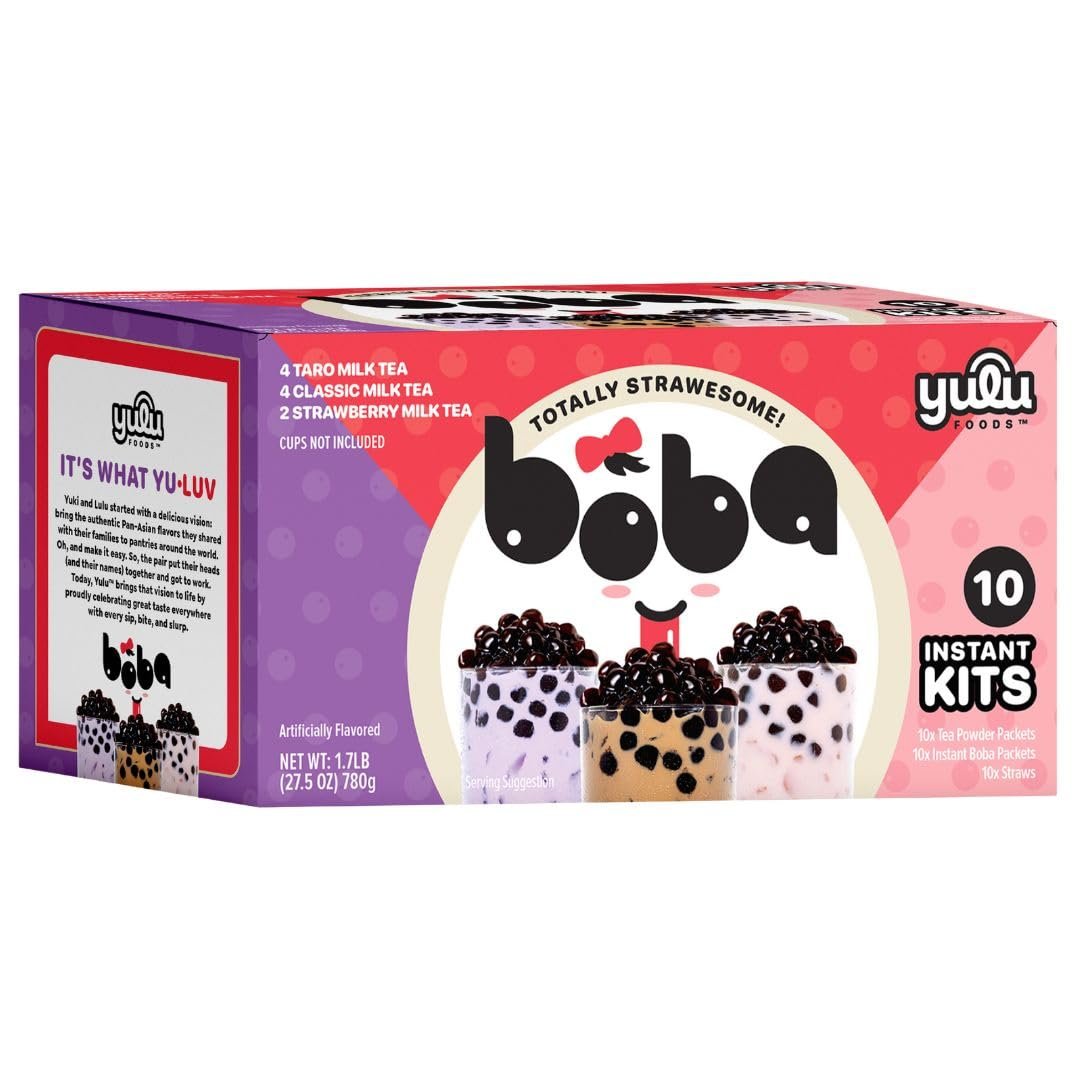 Instant Boba Bliss: 10-Serving Tea Kit with Real Pearls