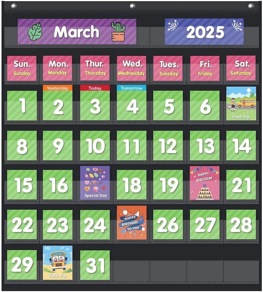 Interactive Classroom Monthly Calendar for Kids