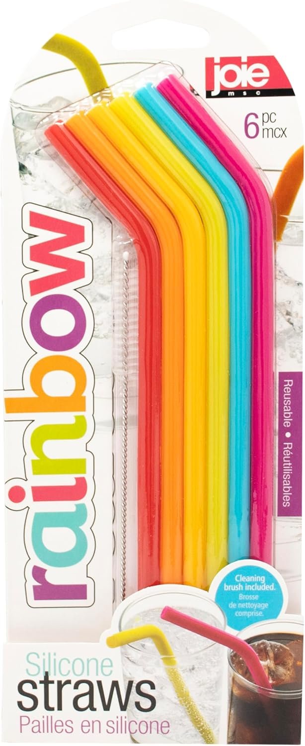 Colorful Joie Silicone Straws in Rainbow Set