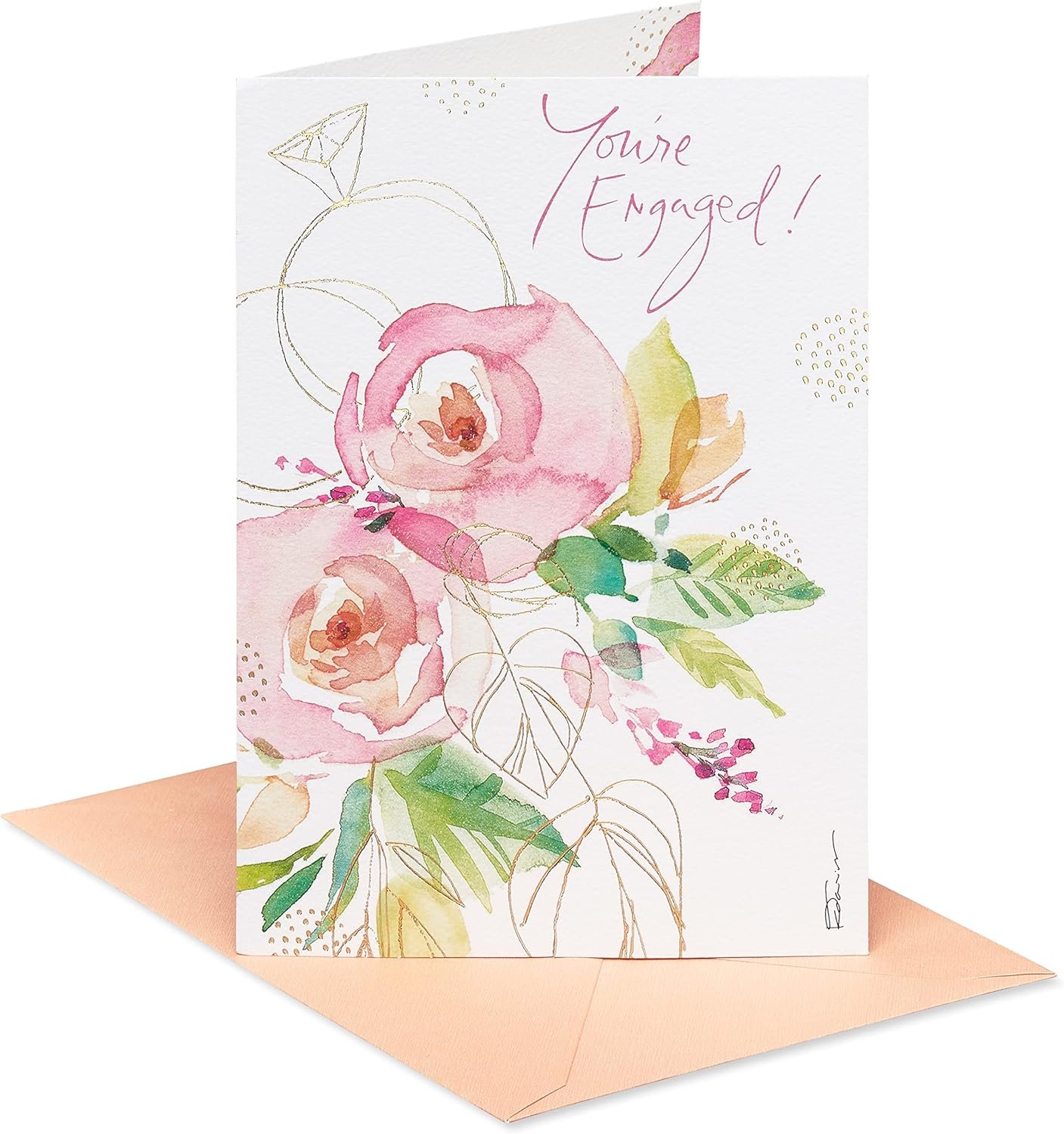 Joyful Engagement Card with Watercolor Design