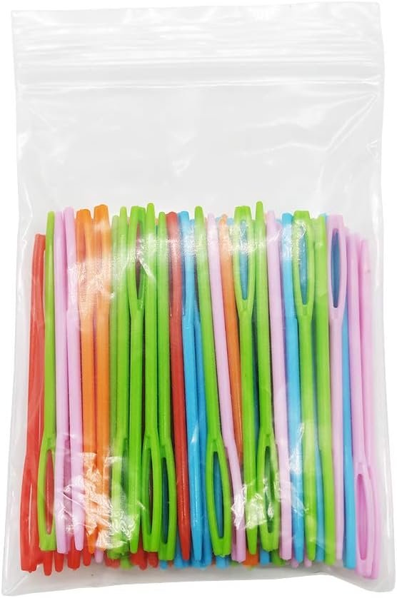 Kid-Safe Colorful Sewing Needles - 100 Pack for Learning Crafts