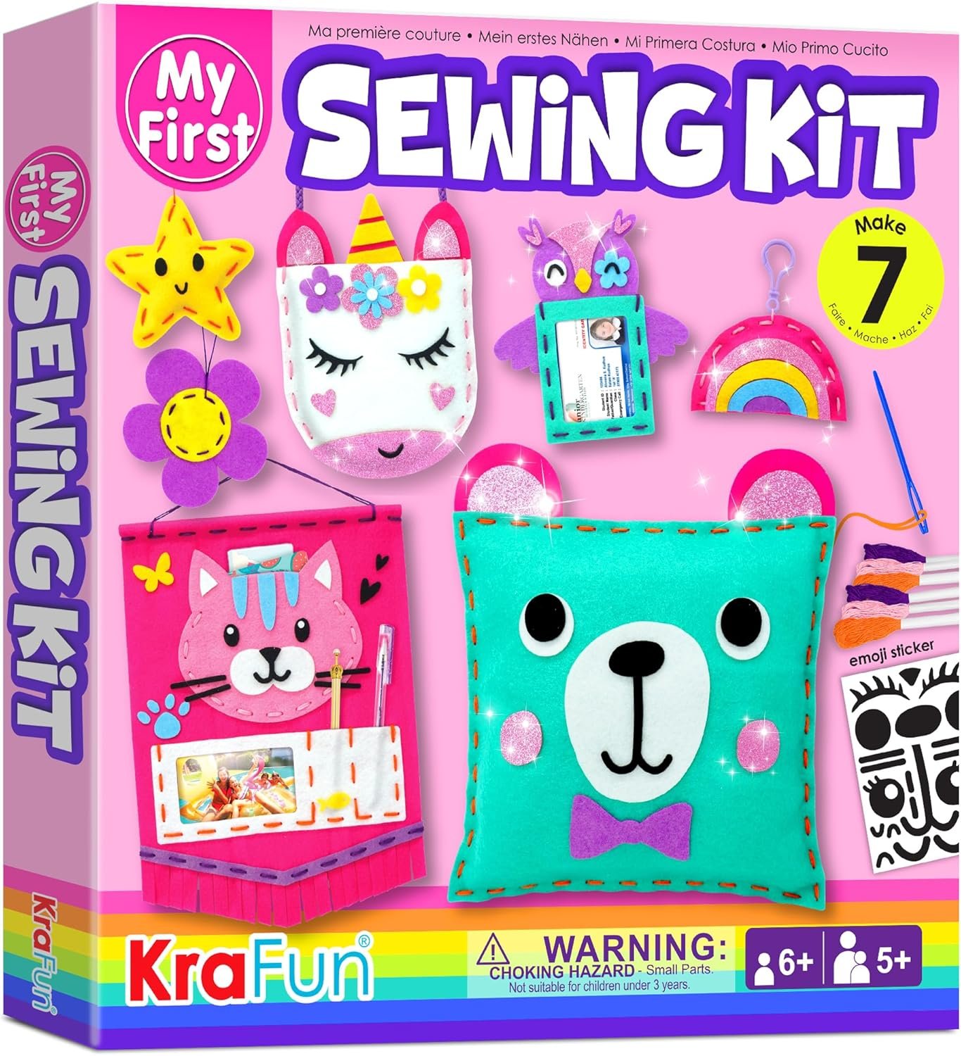 Kids' Beginner Sewing Kit: Craft Stuffed Animals & Pillows
