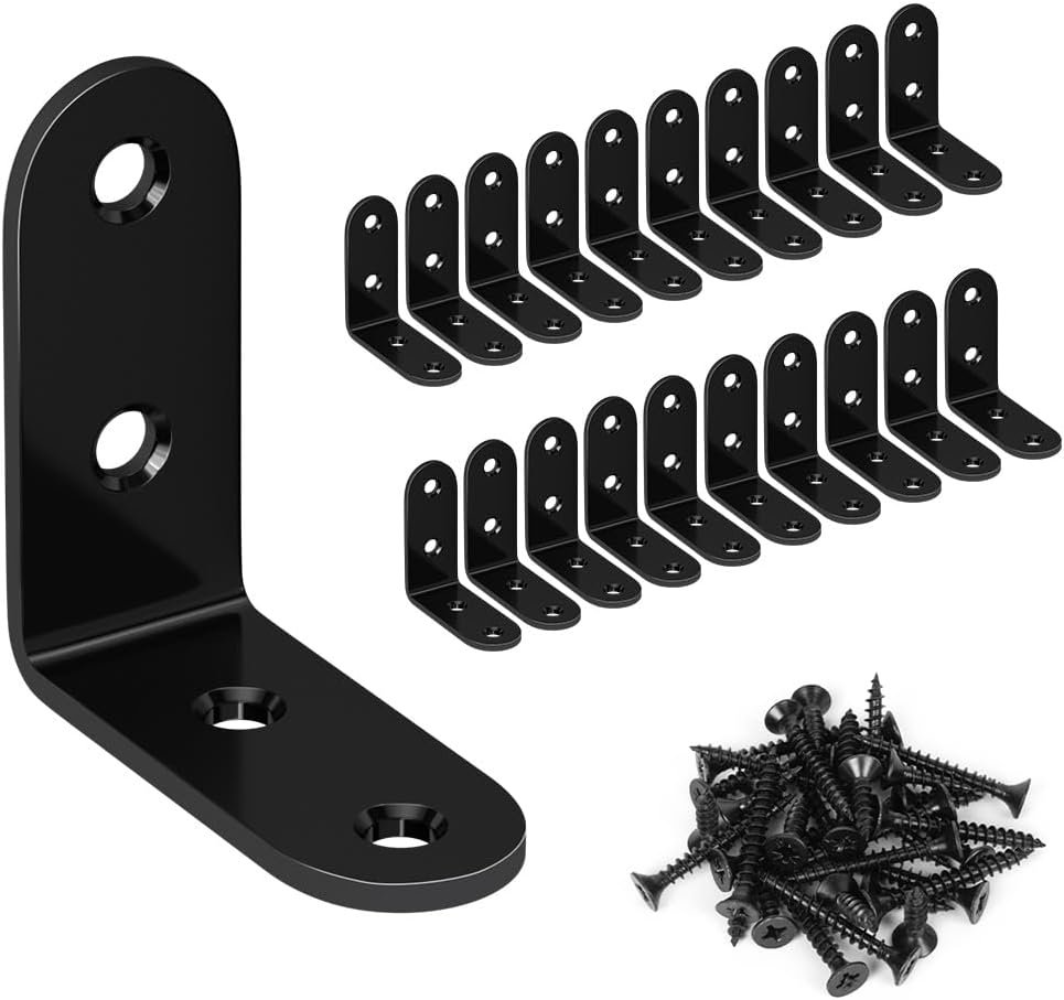 20-Piece L Brackets: Reinforce Furniture Frames with Stainless Steel Corner Brackets