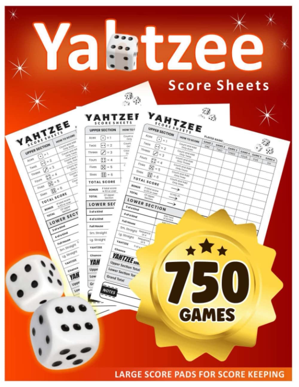 Large Print Yatzee Score Pads for Game Lovers