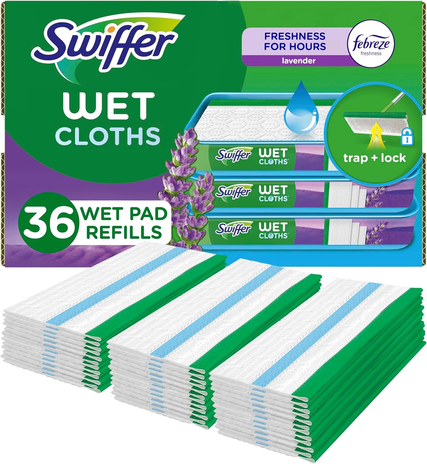 Lavender-Scented Swiffer Wet Cloths Trap Dirt Deep (36ct)
