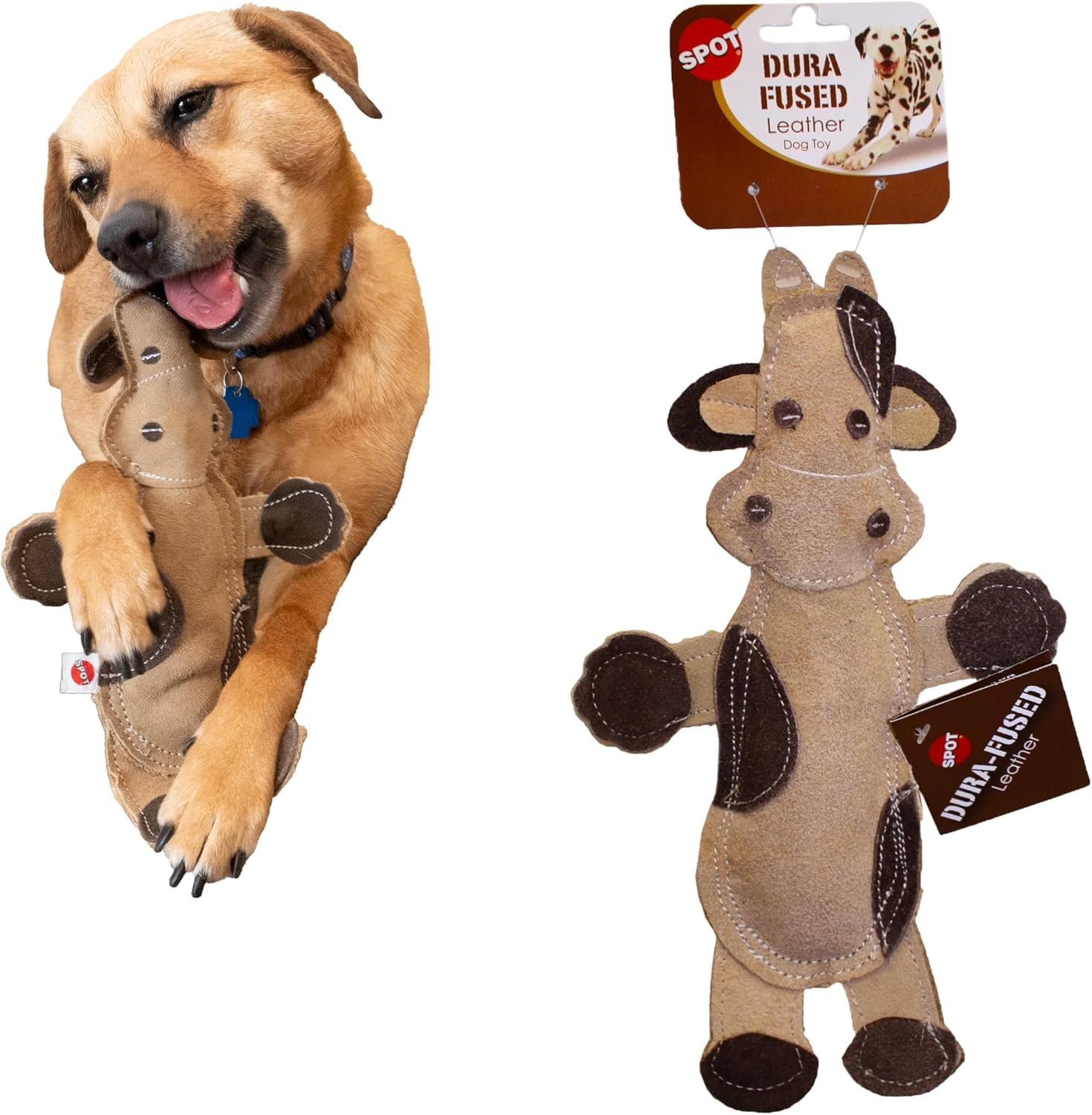 Leather Barnyard Dog Toy - Durable Fun for Chewers