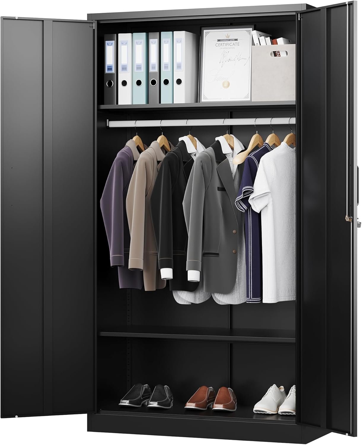 Lockable Metal Wardrobe Cabinet - 72