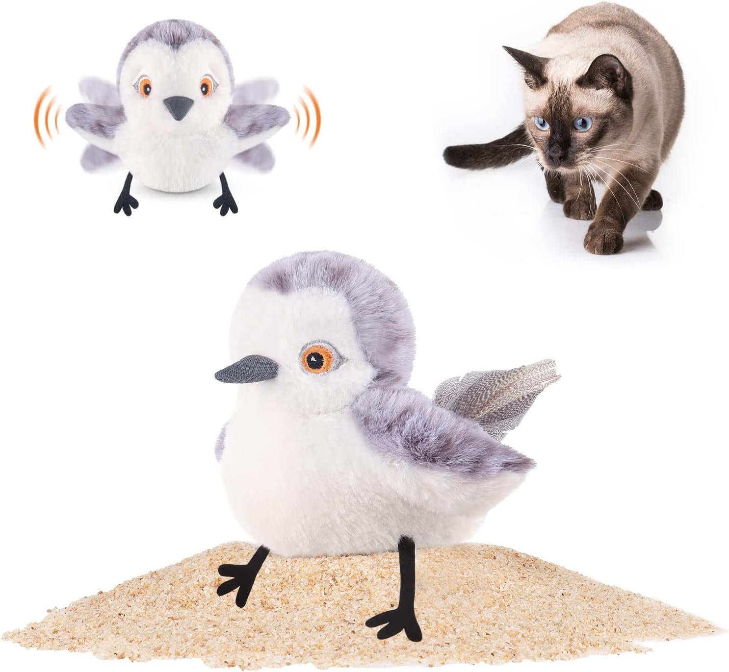 Lifelike Flapping Bird Cat Toy – Chirps on Touch