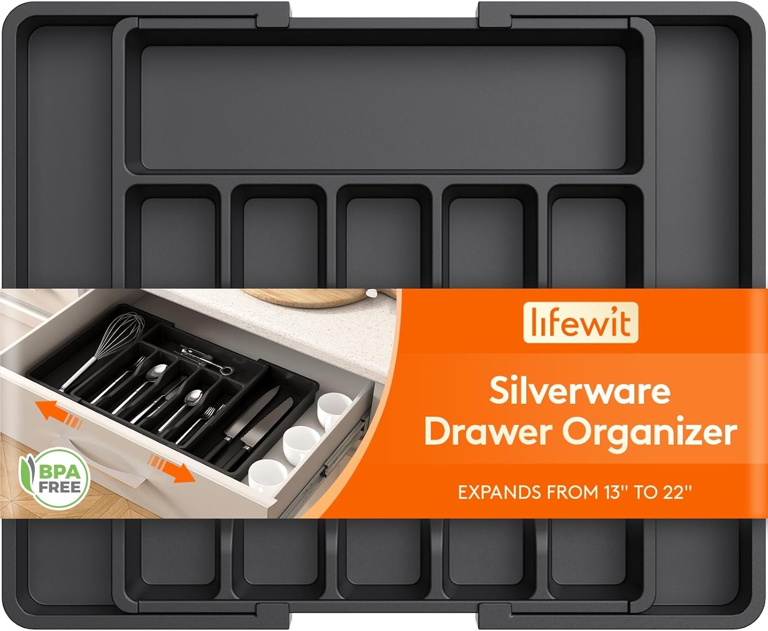 Declutter Kitchen Drawers with Expandable Silverware Organizer