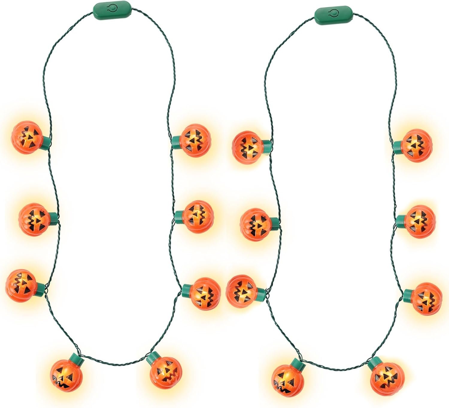 Light Up Your Halloween: 2-Pack Pumpkin Necklaces