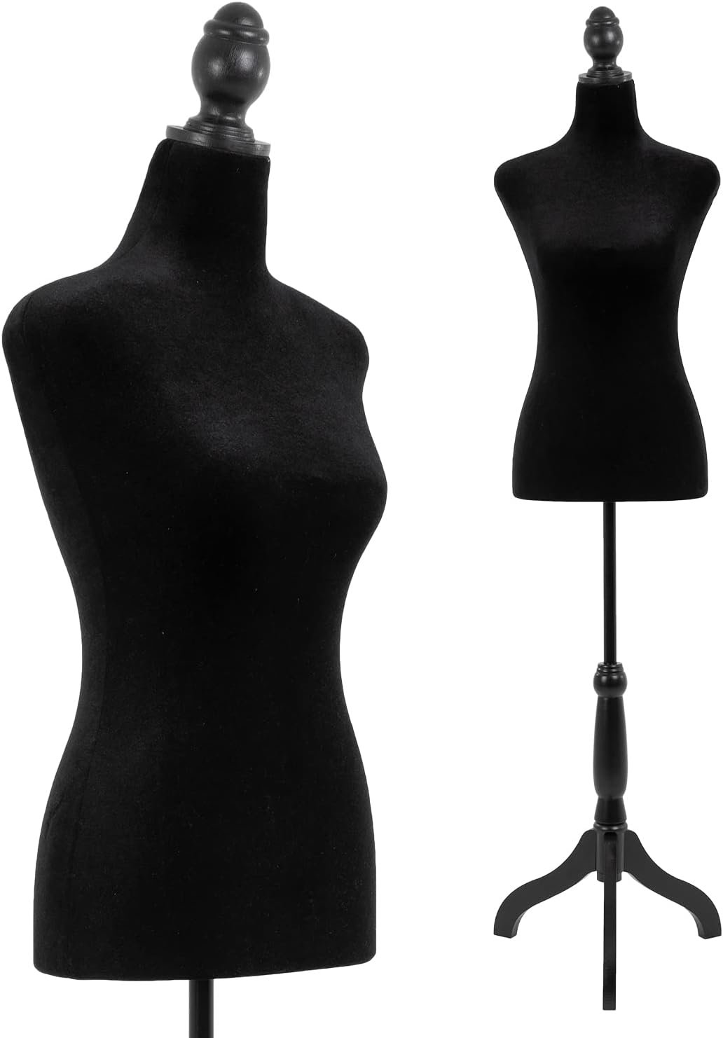 Lightweight Adjustable Black Female Mannequin Torso