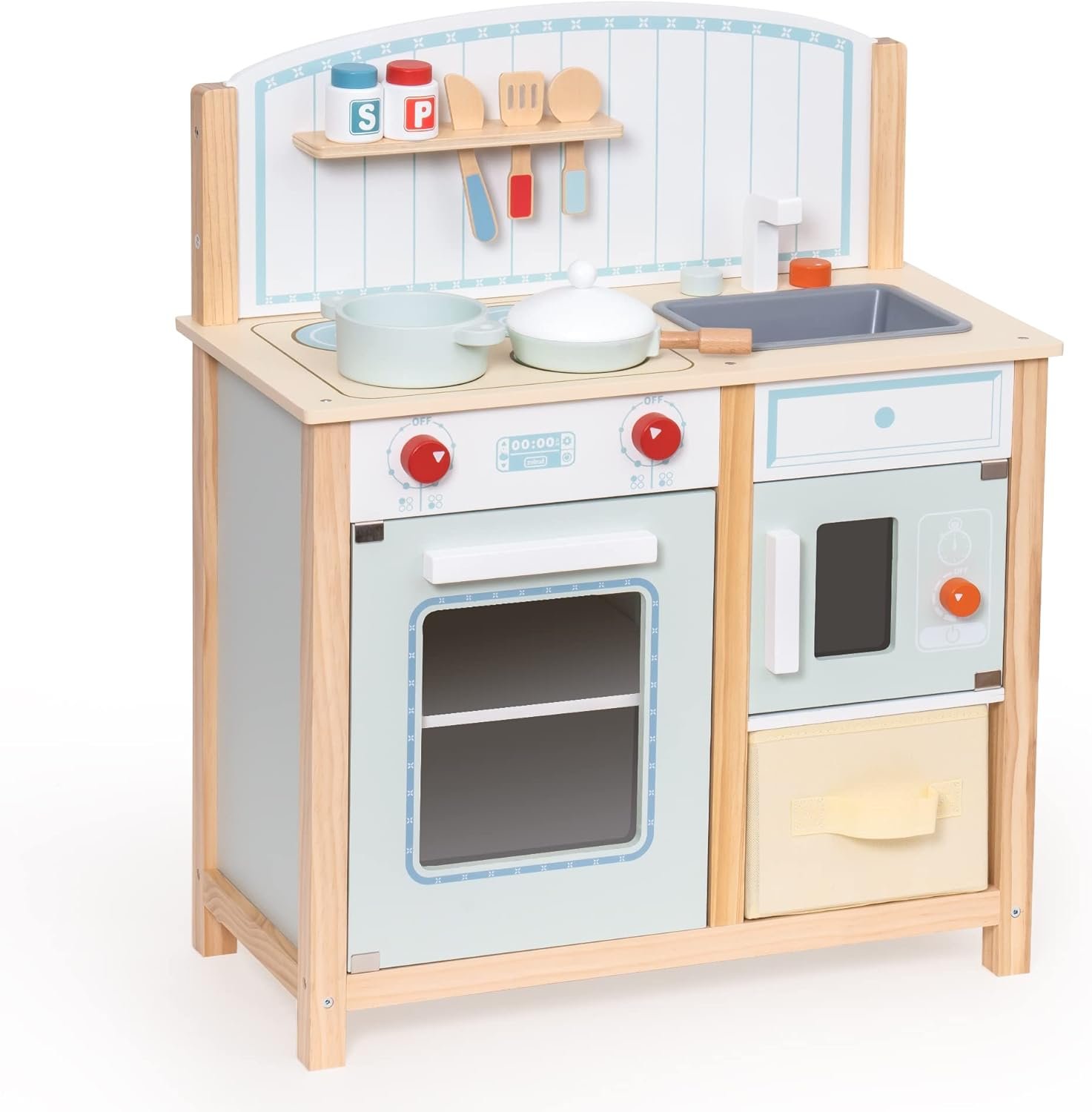 Little Chef's Dream Wooden Play Kitchen - Pretend Cooking Fun for Kids Ages 3+