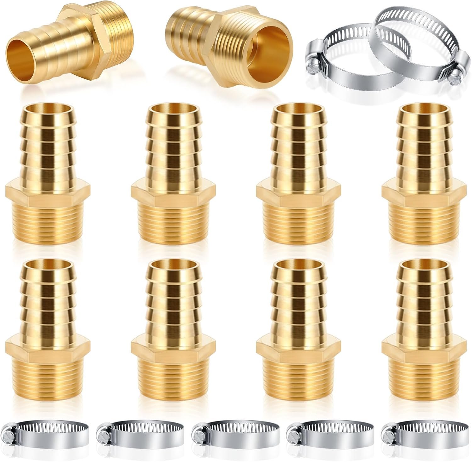 Complete Pex Plumbing Solution - 10 Brass Fittings + 20 Clamps