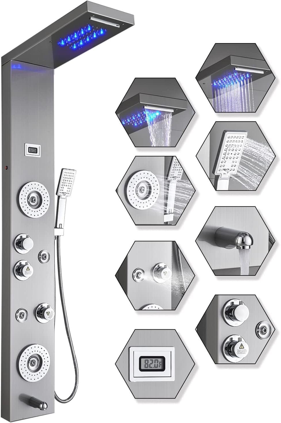 Luxury Shower Panel Tower with LED & 6 Functions