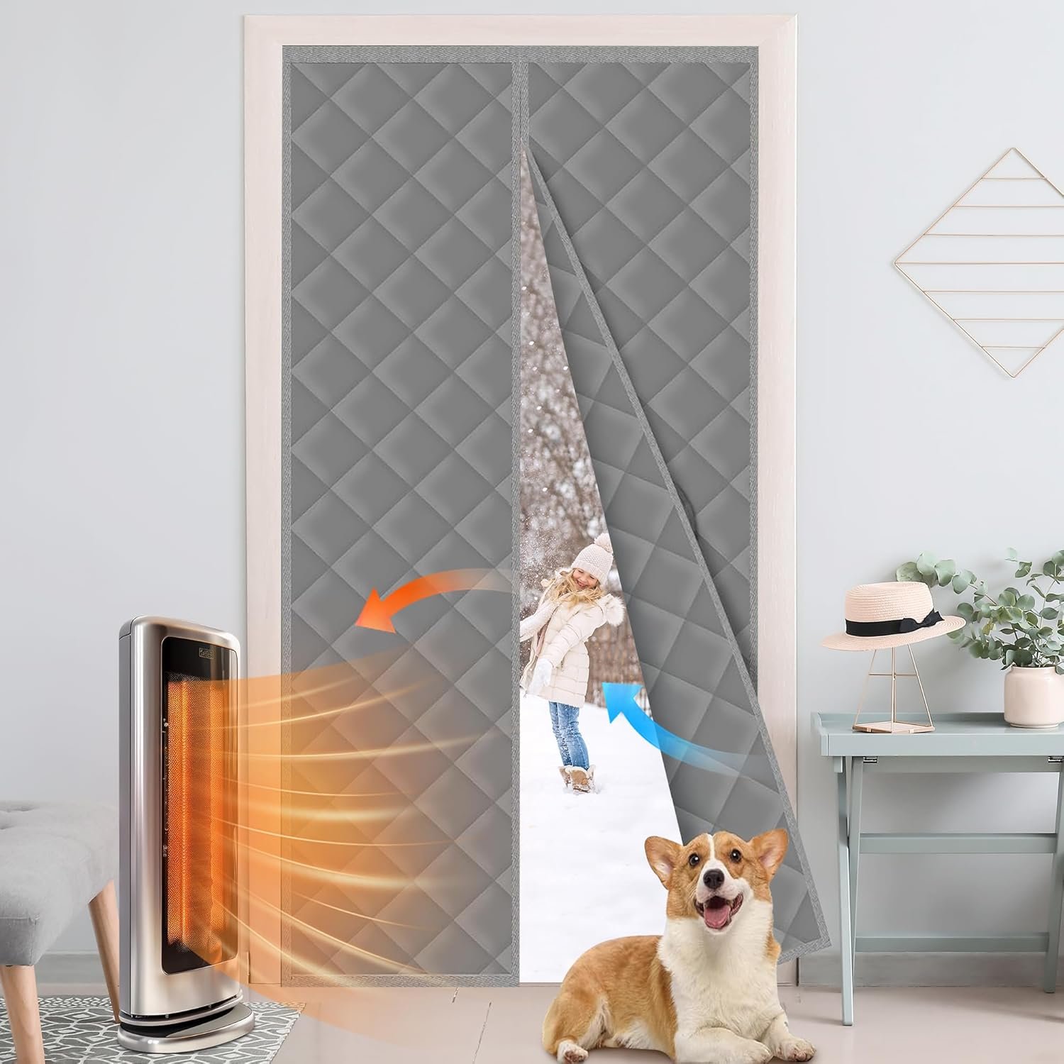 Magnetic Thermal Door Curtain - Blocks Drafts & Saves Energy