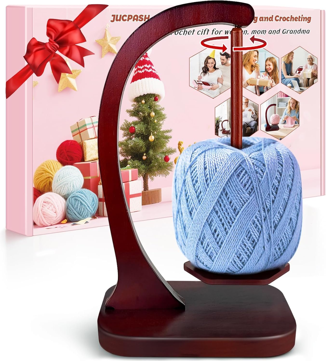 Magnetic Wooden Yarn Spinner for Tangle-Free Crafts