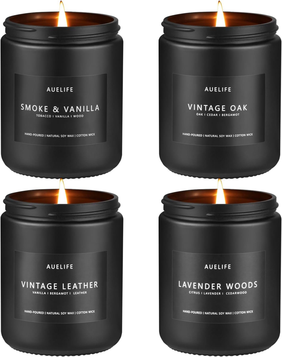 Masculine Scented Candle Set - 4 Manly Fragrances for Home