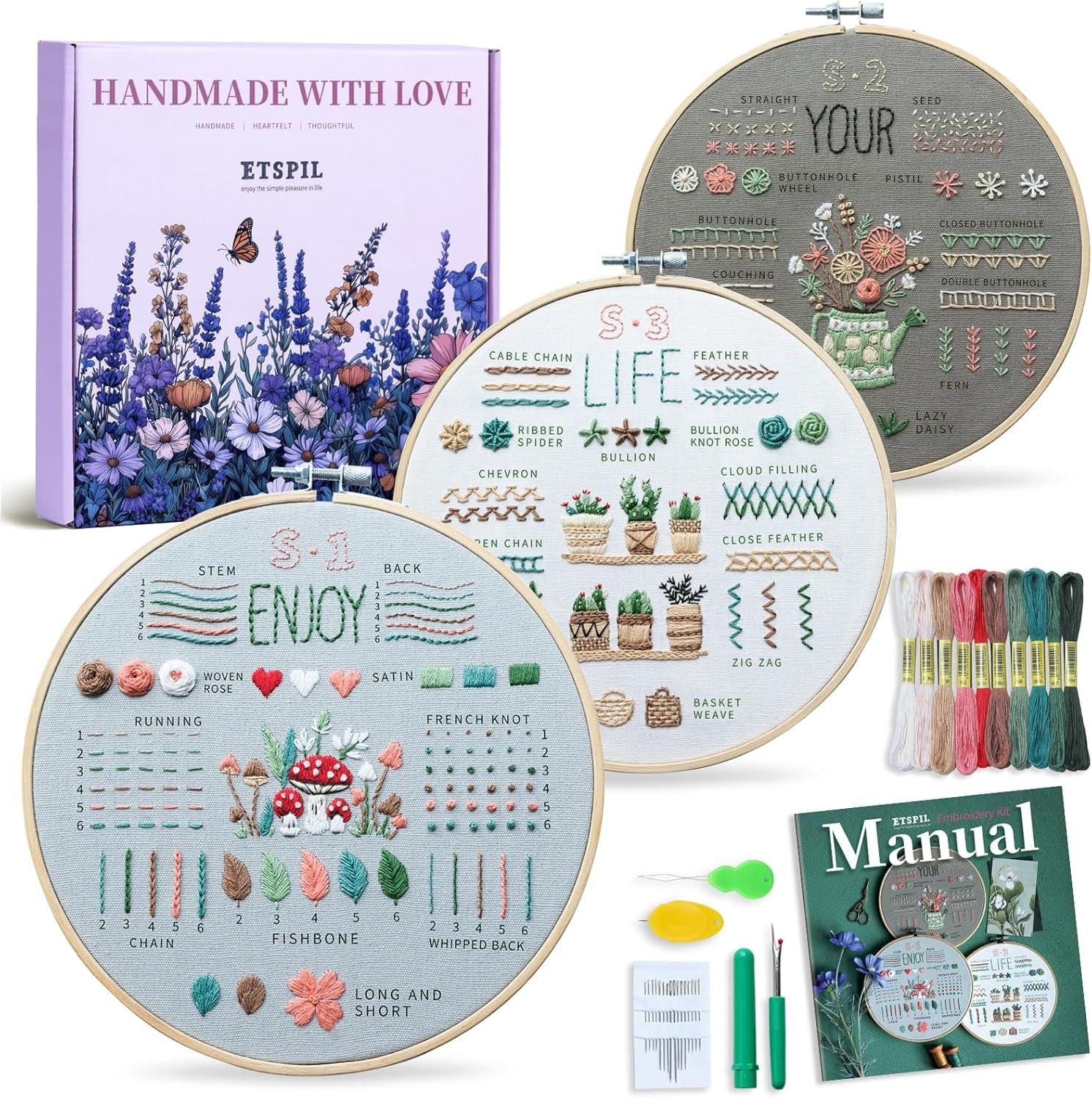 Master Embroidery Basics: 3 Beginner Sampler Kits
