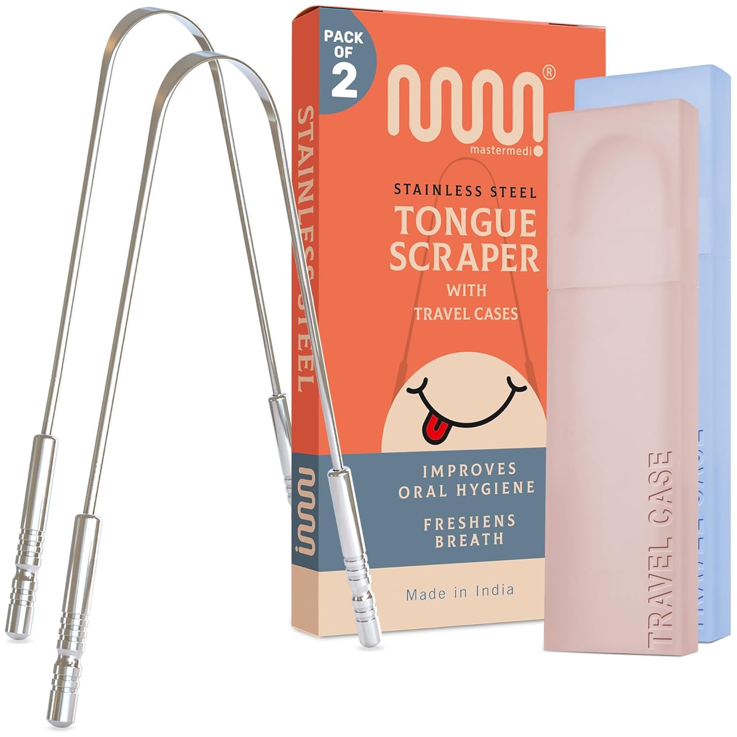 MasterMedi Stainless Steel Tongue Scraper Set