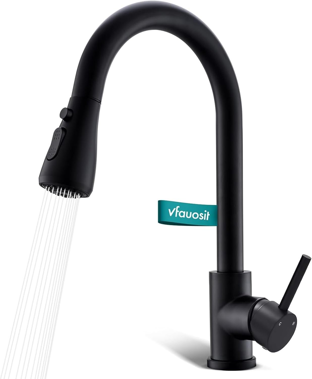 Matte Black Kitchen Faucet with Pull Down Sprayer