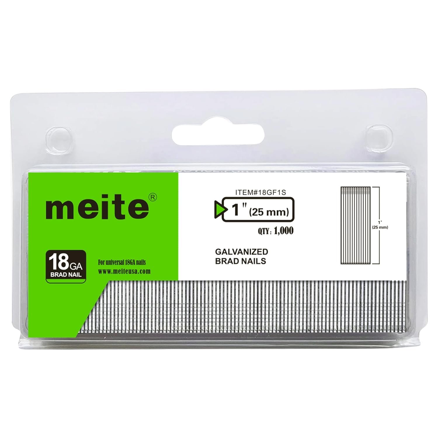 Meite 18 Gauge Galvanized Brad Nails - 1000 Count