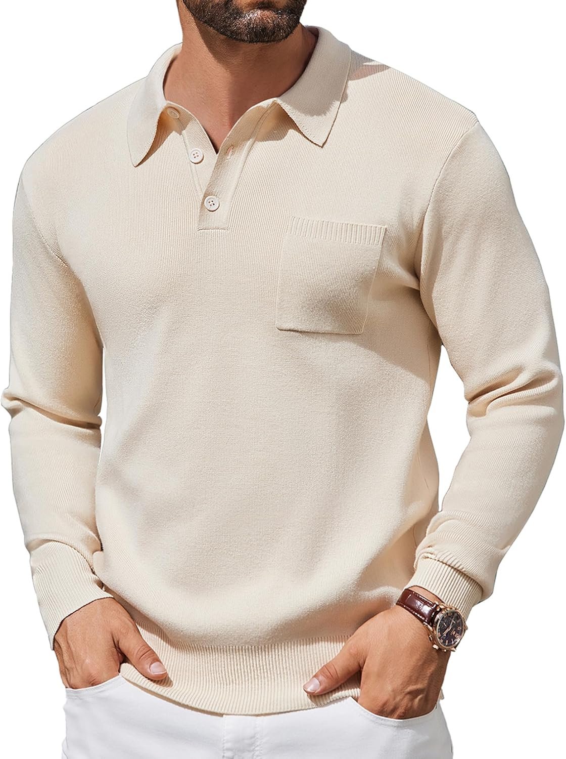 Men's Thermal Polo Sweater: Warm, Classic Style for Cold Days
