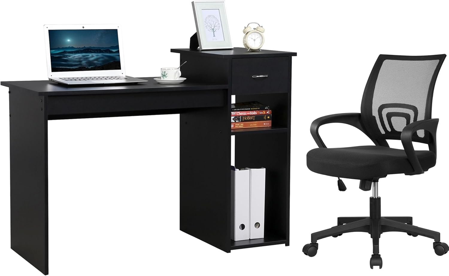Modern Office Desk & Chair Set with Storage