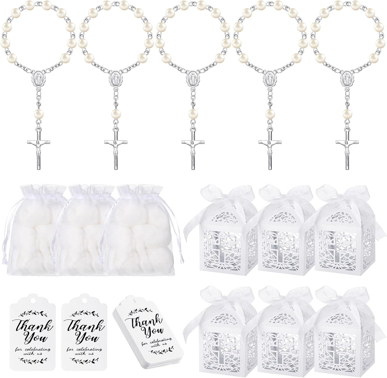 Complete Baptism Party Favor Set - 100 Christian Ceremony Decorations