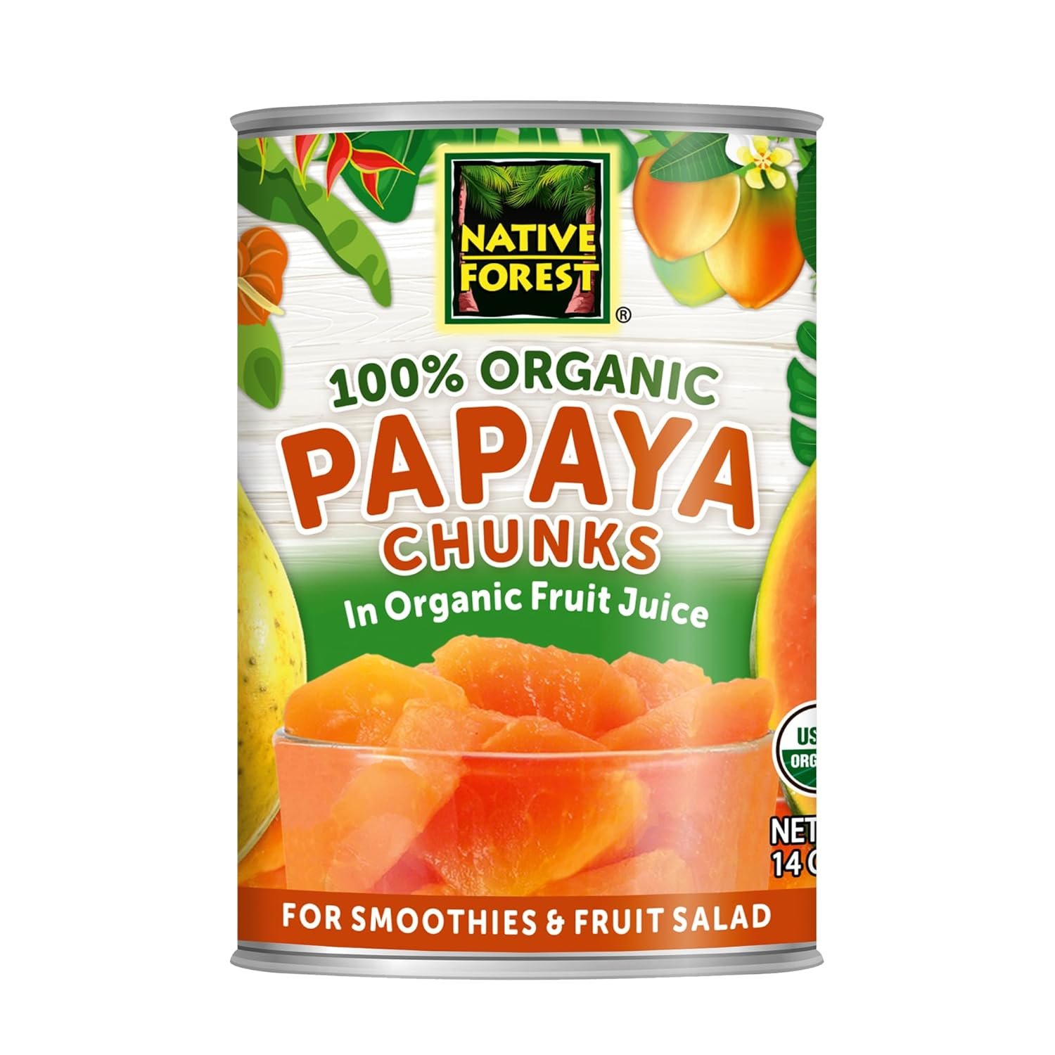 Sweet Organic Papaya Chunks - 14oz Pack of 6