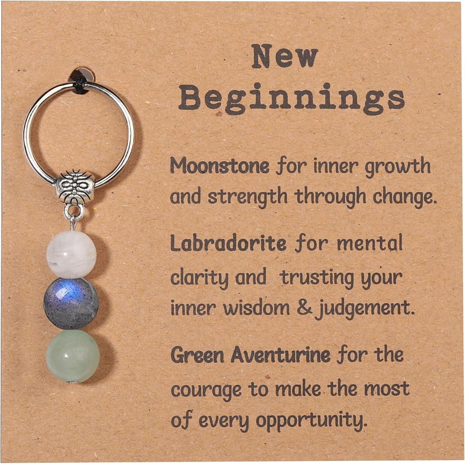 Natural Crystals Keychain for Healing & New Beginnings