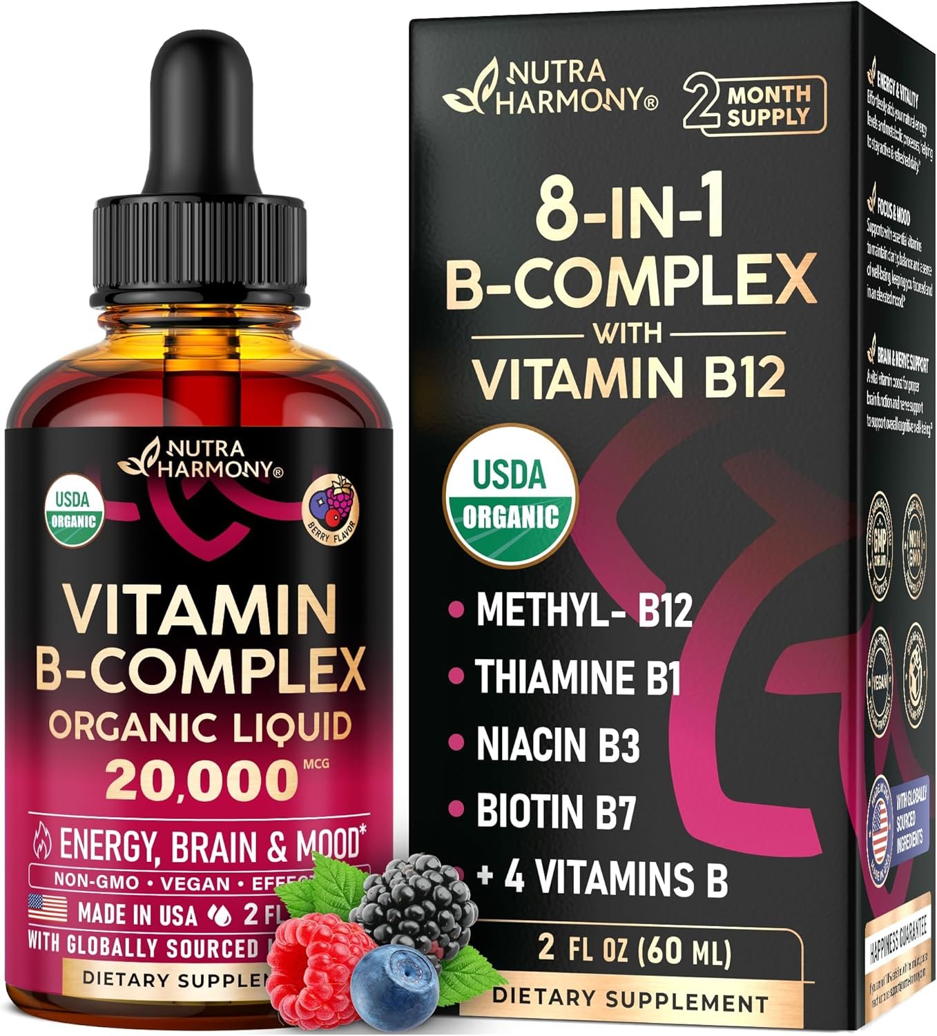 Natural Energy Boost: USDA Organic B-Complex Liquid Drops