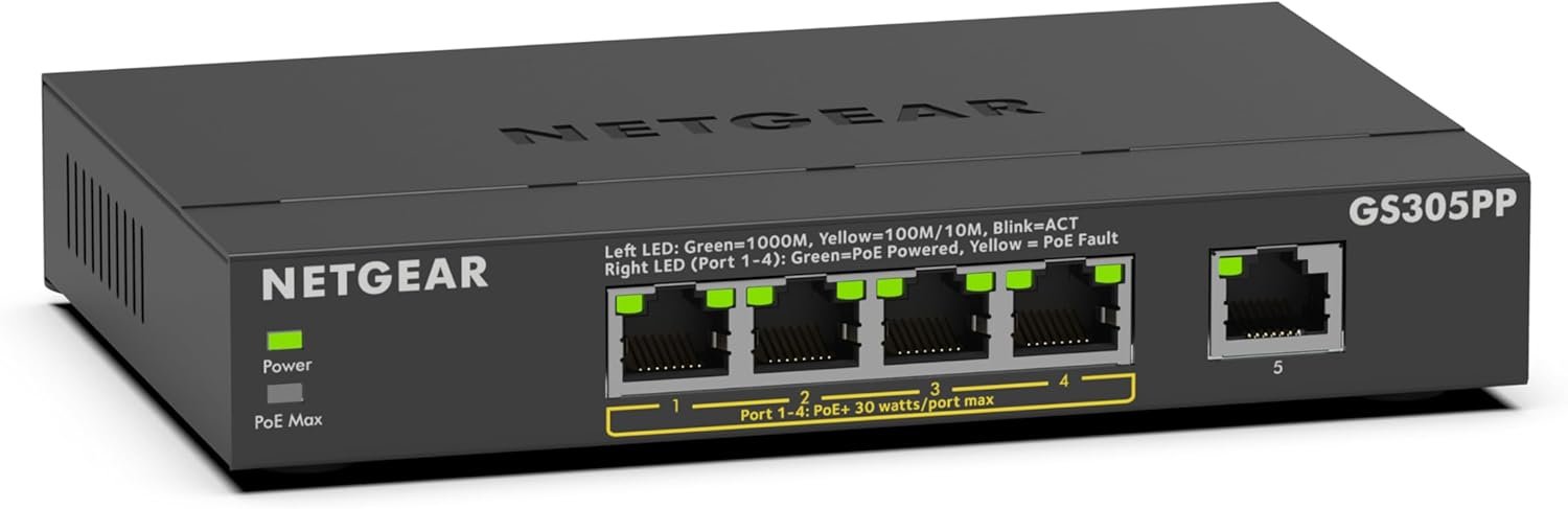 Power Your Network with NETGEAR 5-Port PoE+ Switch