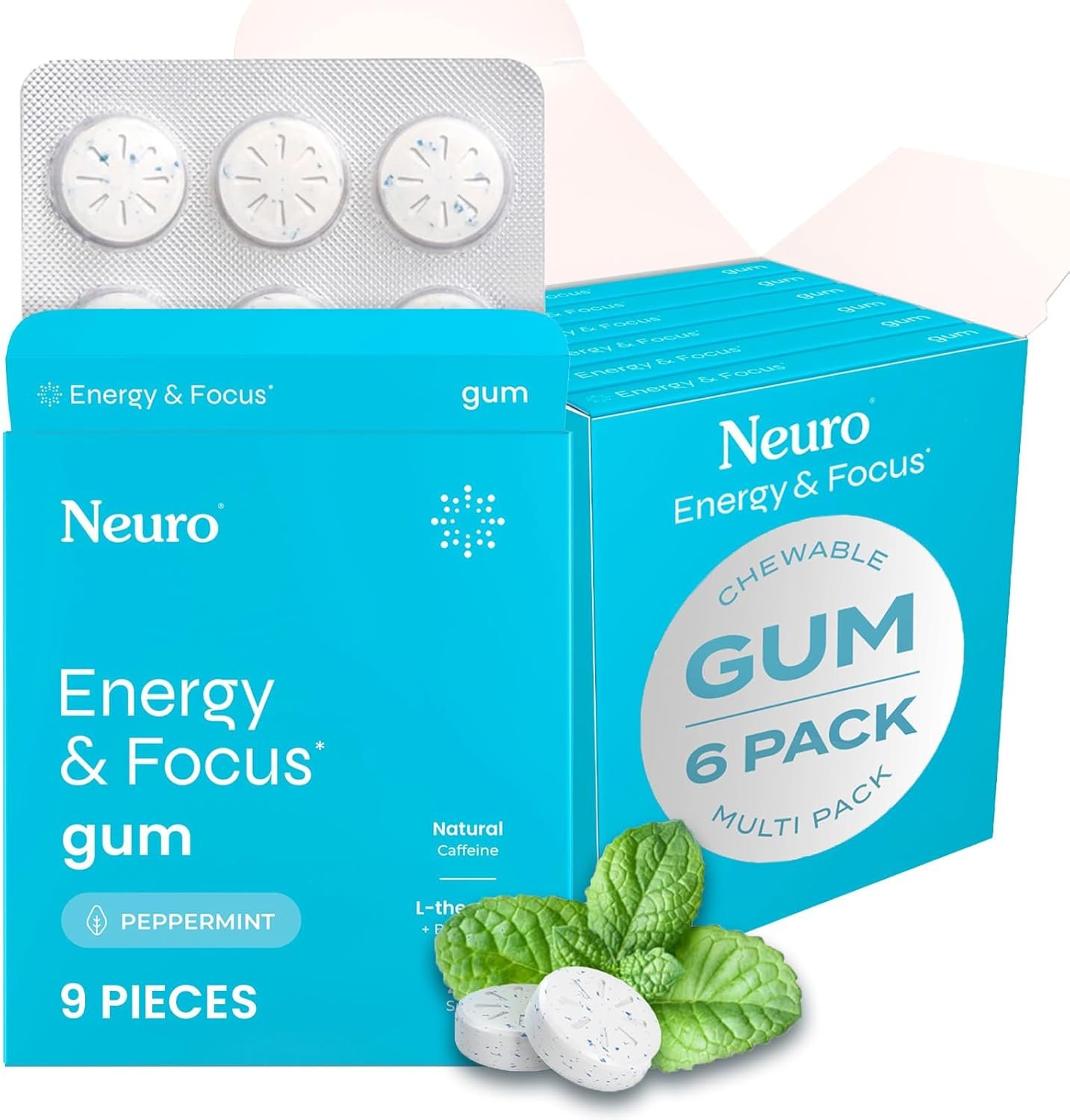 Neuro Focus Energy Gum - Natural Caffeine & L-Theanine Boost