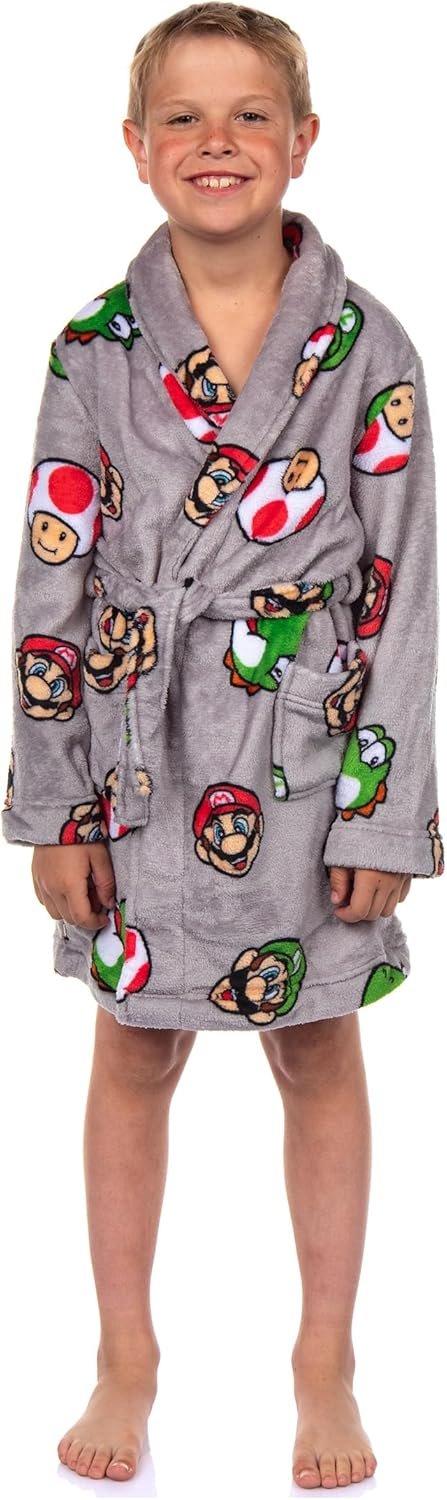 Super Mario Kids' Cozy Plush Fleece Robe