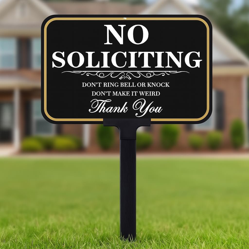 Elegant No Soliciting Sign with Stake for Your Home